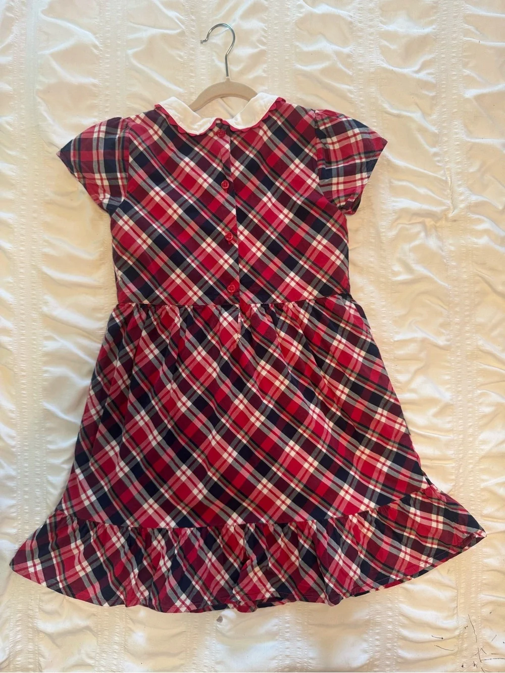 Gymboree Red, Navy and White Plaid Dress with Peter Pan Collar Size 8
